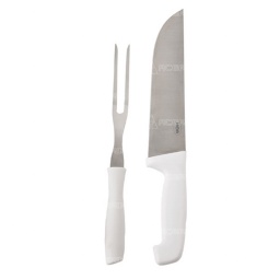 Set Utensilios Asador Parrilla Mor Cuchillo Tenedor Blanco