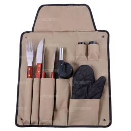 SET DELANTAL PARA ASADOR PARRILLA 8 PIEZAS PRCTICO