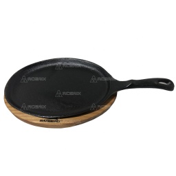 PLANCHA HIERRO FUNDIDO OVALADA BASE DE MADERA