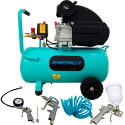 COMPRESOR DE AIRE ENERGY 40 LITROS  + KIT DE ACCESORIOS