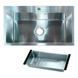 PILETA DE COCINA KOOK ACERO INOX. 75 X 45 X 22  CM + ESCURRIDOR