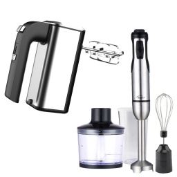 BATIDORA ELECTRICA MANUAL + MIXER CON ACCESORIOS KASSEL LINEA INOX