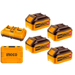 SET 4 BATERIAS DE 4 AMP 20V + CARGADOR + VALIJA INGCO