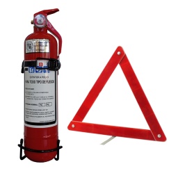 BOMBERITO EXTINTOR 1KG PARA AUTOS + BALIZA REFLECTIVA
