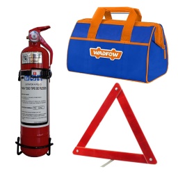 BOMBERITO EXTINTOR PARA AUTOS + BALIZA REFLECTIVA + BOLSO