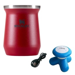 MATE STANLEY ACERO INOXIDABLE ORIGINAL + MASAJEADOR USB PILA