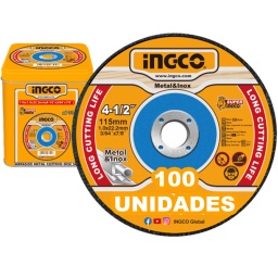 DISCO DE CORTE METAL INOX. INGCO 115MM LATA X 100 UNIDADES