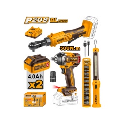 COMBO LLAVE DE IMPACTO 500NM 20V A BATERIA + LLAVE CRIQUE 20V + LINTERNA + tubos