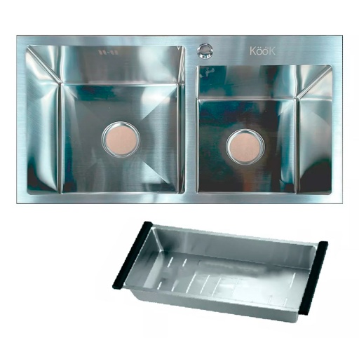 PILETA DE COCINA KOOK ACERO INOX. 78 X 43 X 22  CM + ESCURRIDOR