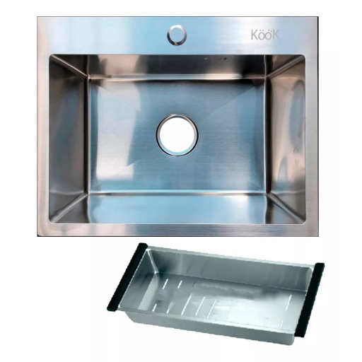 PILETA DE COCINA KOOK  ACERO INOX. 55 X 43 X 22  CM + ESCURRIDOR