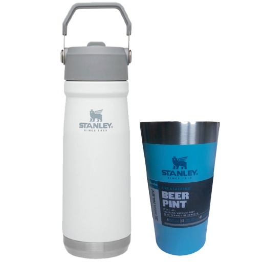 COMBO STANLEY BOTELLA  HIDRATACION 22OZ POLAR + VASO CELESTE STANLEY