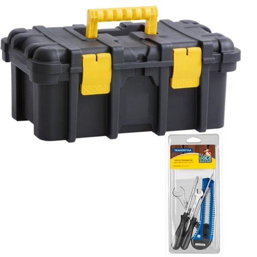 CAJA DE HERRAMIENTAS + kit de herramientas TRAMONTINA 5 PZ