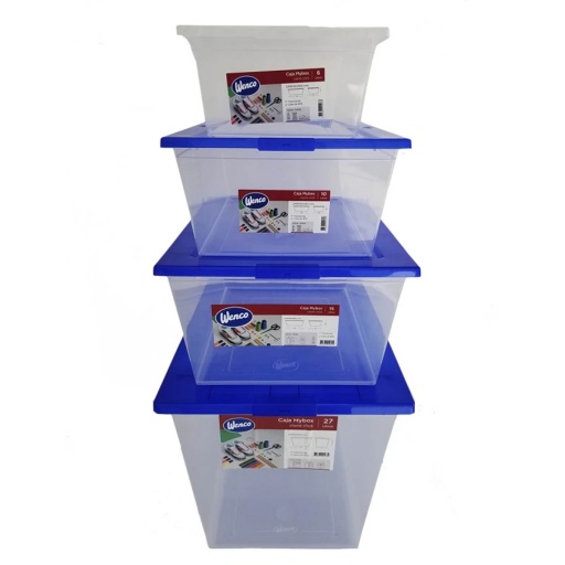 JUEGO 4 CAJAS PLASTICAS ORGANIZADOR 6 - 10 - 15 - 27 LITROS