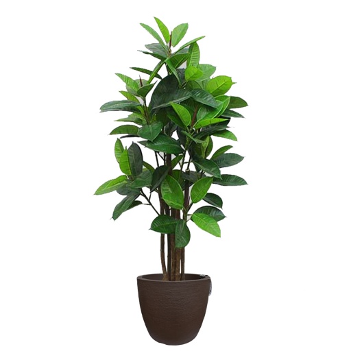 MACETA PLSTICA SIMIL FIBROCEMENTO + PLANTA ARTIFCIAL GOMERO