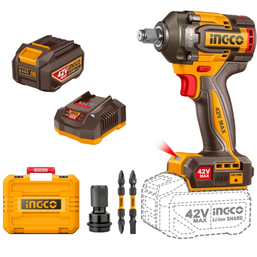 LLAVE DE IMPACTO A BATERIA INGCO 42V CARGADOR Y BATERA