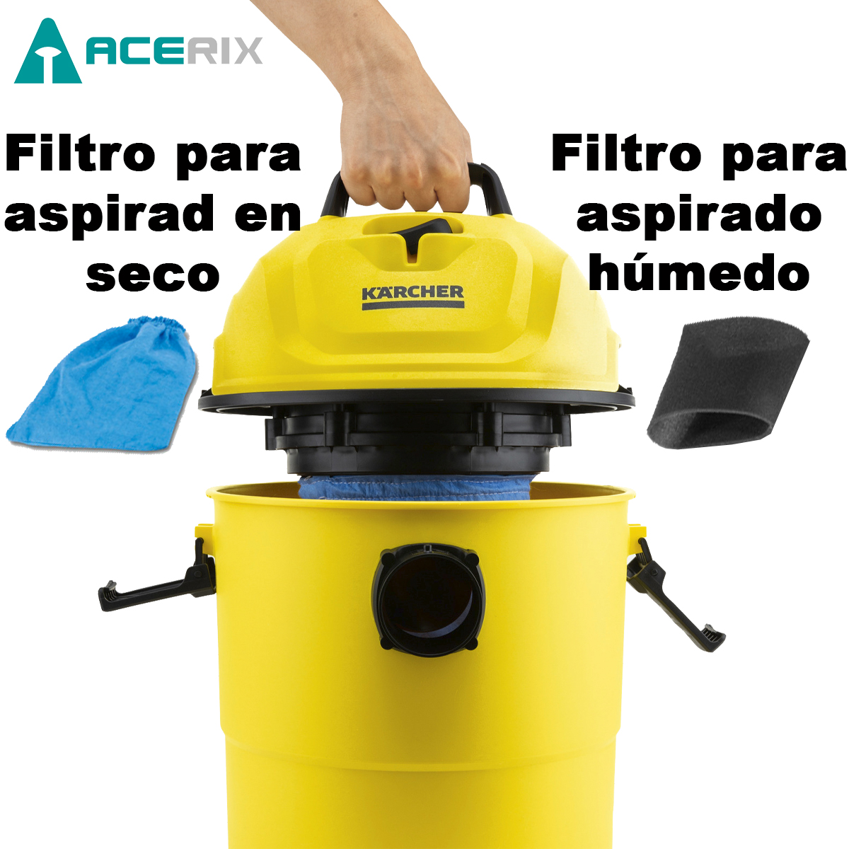 Aspiradora Karcher Seco Humedo 1000w 15Lts WD1 - Acerix