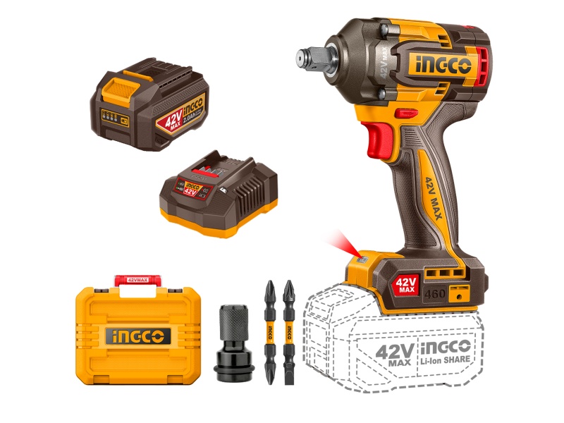 LLAVE DE IMPACTO A BATERIA INGCO 42V CARGADOR Y BATERA